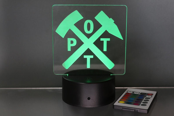 Acrylglas Ruhrpott Lampe Pott Kreuz / LED Lampe